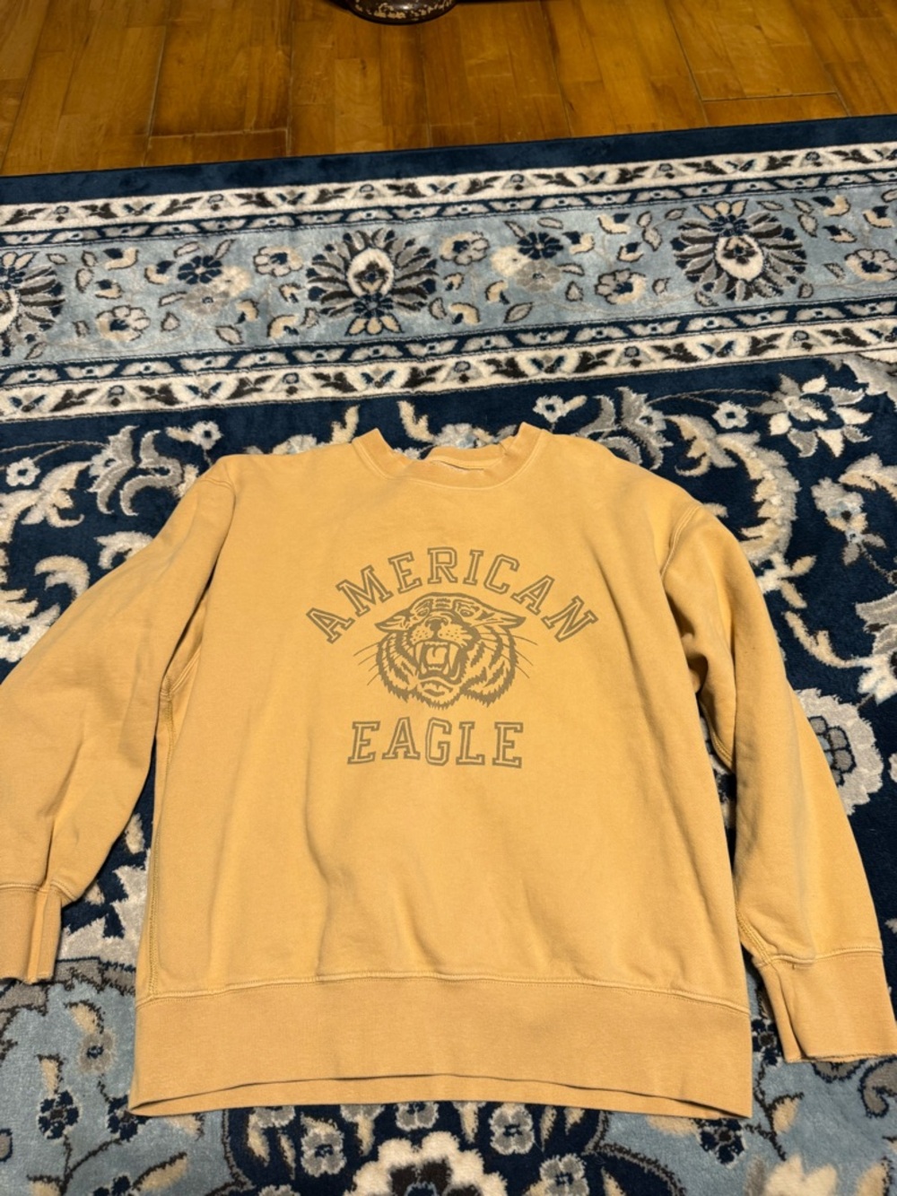 American Eagle Outfitters Tan Crewneck Sweatshirt with Tiger Logo